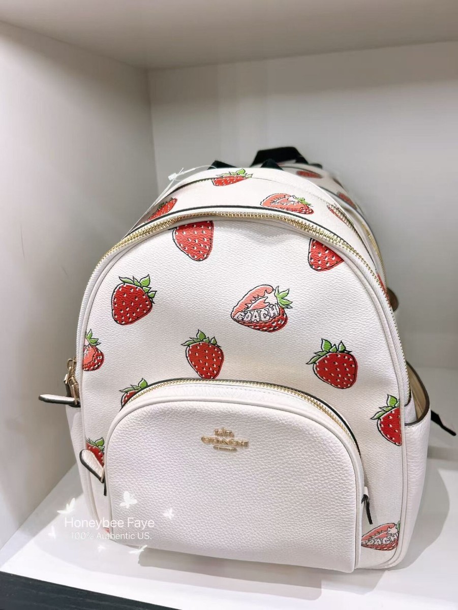 Coach Cream and Red Floral Backpack Amazon.com: Loungefly Cream & Red Floral Mid-Size Backpack  main image 2