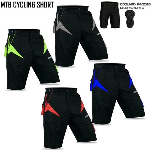 MTB SHORTS MEN Mountain Bike Baggy Shorts Knicks with Lycra CoolMax Padded Liner - Picture 2 of 36