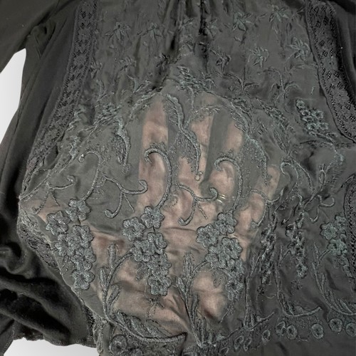 Cupio Woman Black Floral Lace Front Tunic Top Whimsigoth Witchy CottageCore Med - Picture 11 of 13