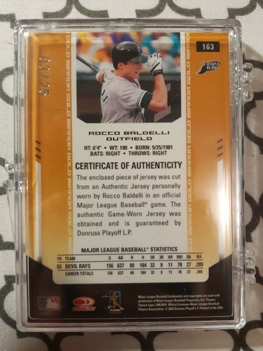 04 ROCCO BALDELLI LEAF CERTIFIED MIRROR GOLD MARBLE SP GU GAME USED JERSEY 3/25 - Picture 2 of 2