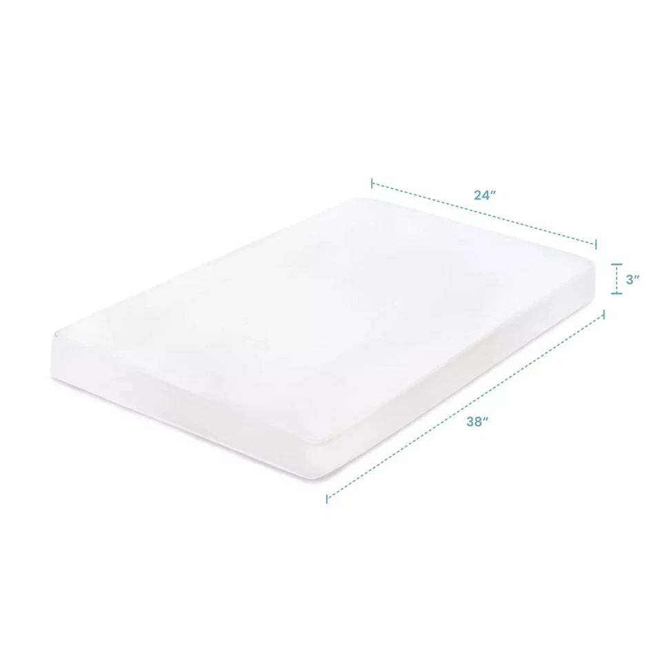 Mini Crib Mattress Compact For Small Portable Baby Cribs 3 Inch Thick 38x24x3 - Image 2 of 4