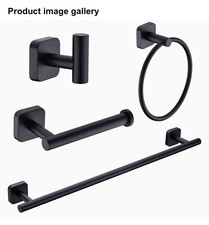Towel Bar Ring Hook Bathroom 4 Piece Set L3-08-000MB Matt Black Stainless Steel
