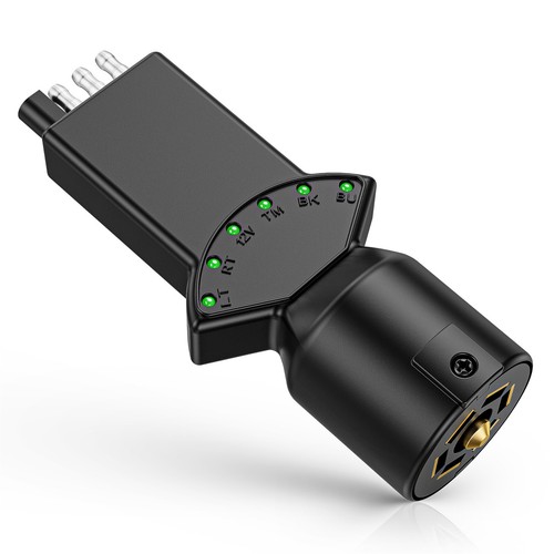 7 Pin & 4 Pin Circuit Tester Adapter w/ 6 LED Indicators Flat Trailer Connector