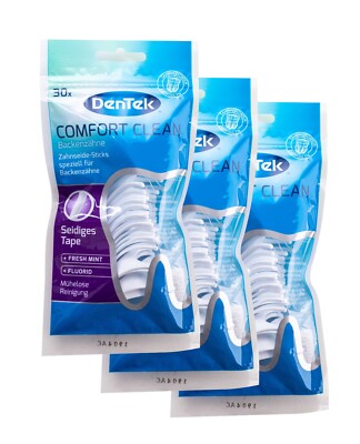 3x Dentek Comfort Clean Zahnseide Sticks, speziell für Backenzähne
