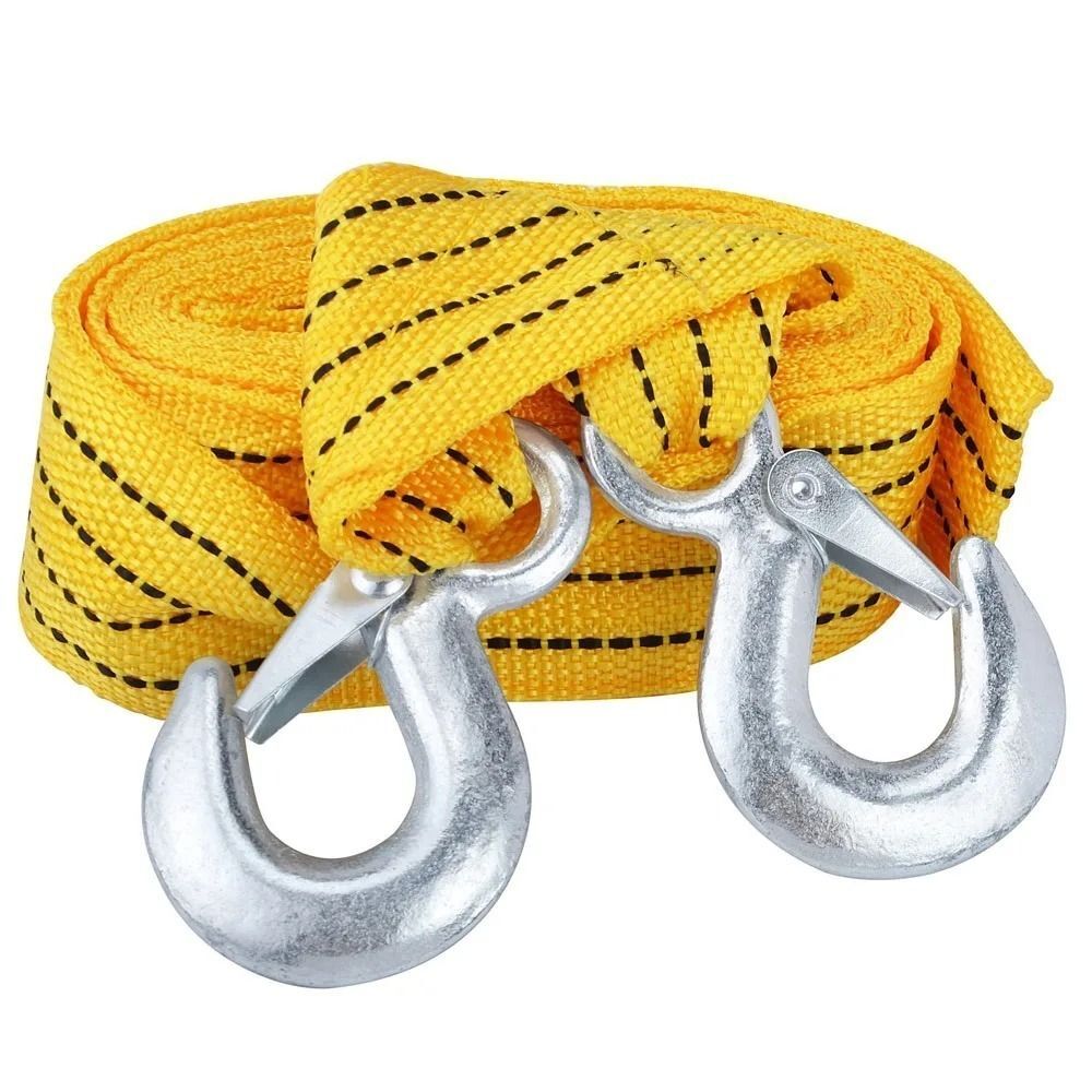 Heavy Duty 5-Ton Tow Strap With Hooks - 4 Meter Emergency Recovery Rope For Trucks & SUVs