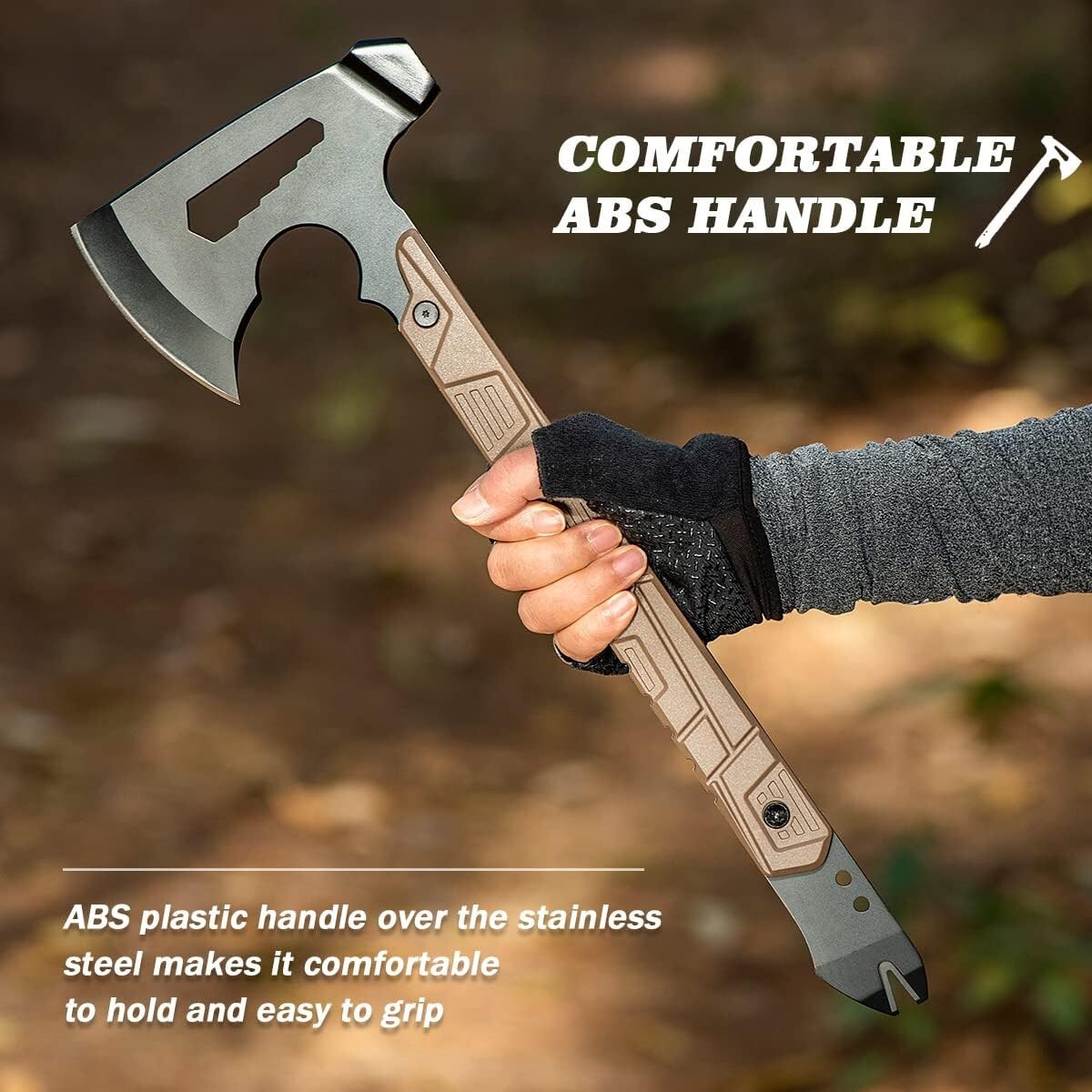 Tactical Tomahawk / Camp Axe / Survival Hatchet / Breaching Tool AllinOne, FDE Phần mềm nhà xe