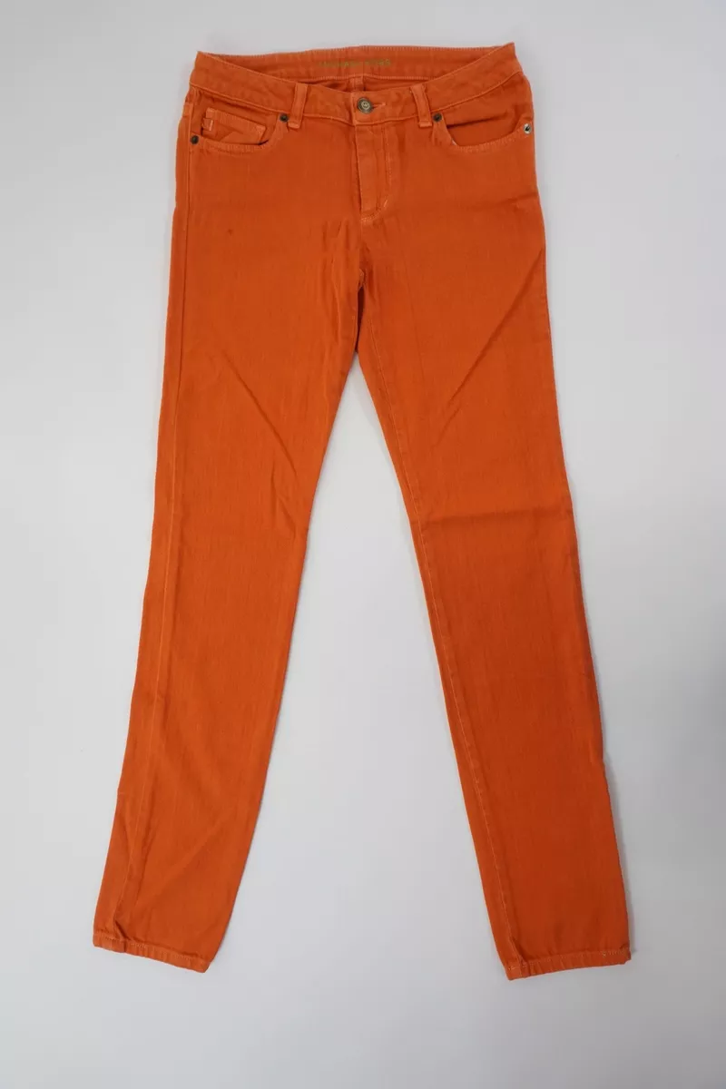 Michael Kors Women s Jeans Trousers XS Orange Washed Straight Stretch Denim A558
