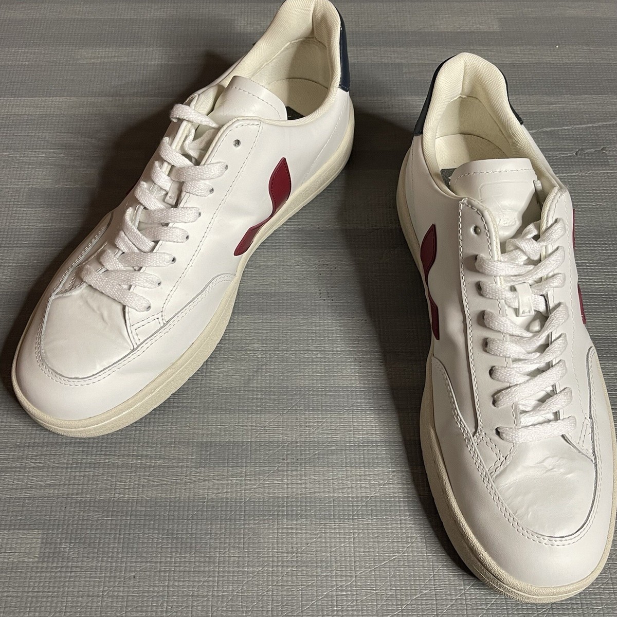 Veja Mens Sneakers White Marsala Black Leather Low Top