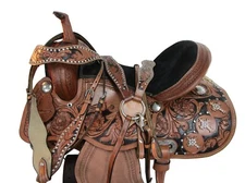 USED WESTERN SADDLE BARREL RACING PLEASURE COWBOY HORSE TRAIL TACK SET 15 16 17