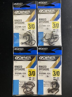 Owner 3/0 Ringed Offshore Fishing Hooks - 4 Packs- 20 Hooks - 5129R-131