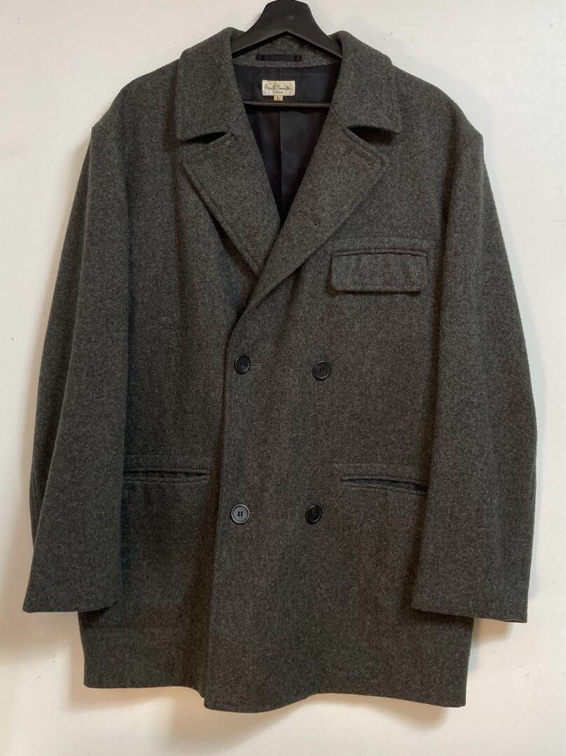 Paul Smith Wool Coat Jacket Men Size L Dark Gray Vintage Old
