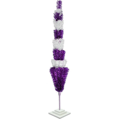 Shiny Purple and Matte White Layered Tinsel Christmas Tree Stand Included - Picture 33 of 33