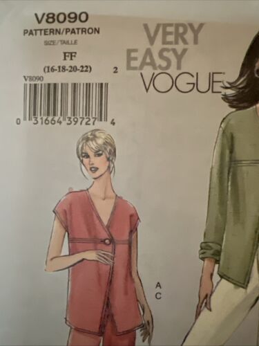 Vogue V8090 Talla Grande Misses Top Chaqueta Pantalones Tallas 16-22 Divertido Sexy Nuevo FF Sin Cortar - Imagen 2 de 7