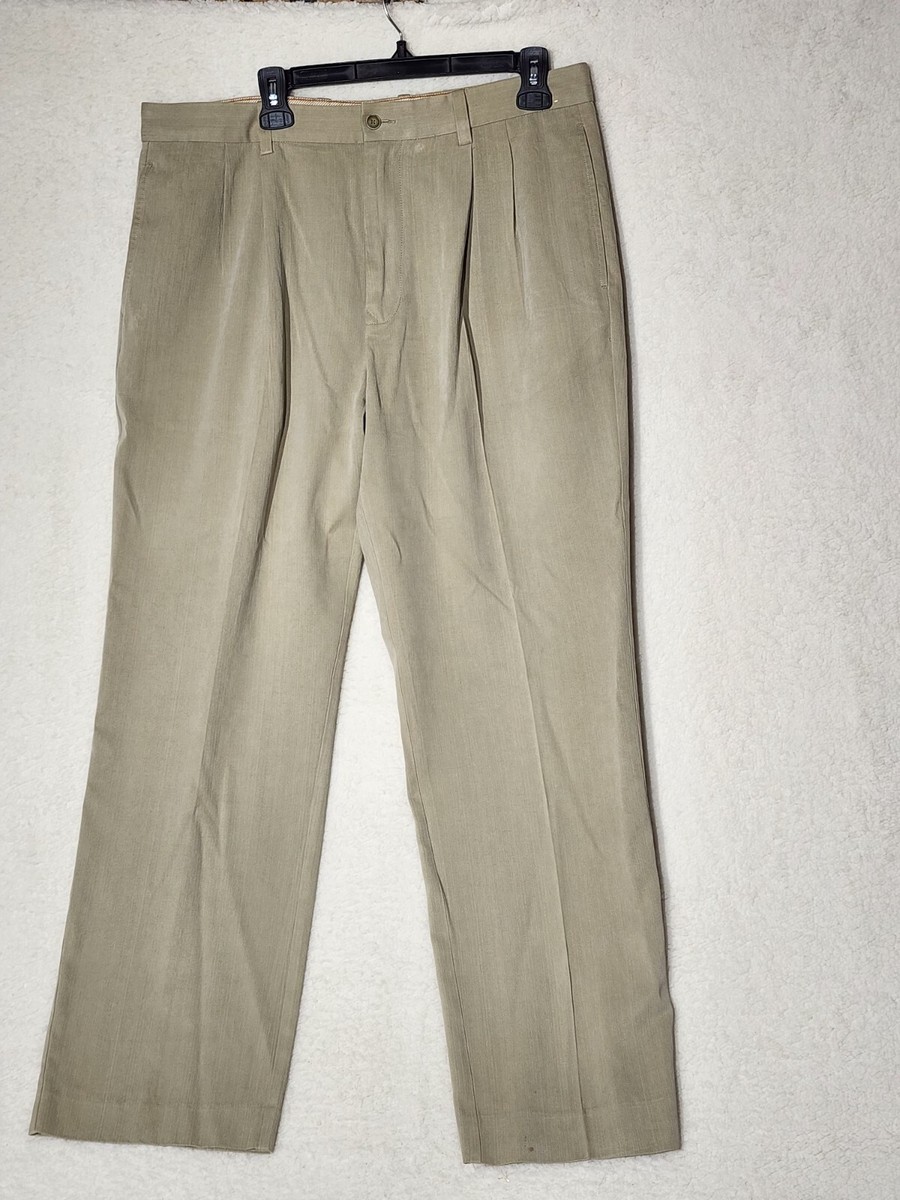 Tommy Bahama Silk Blend Bamboo Mens 36x31 Beige Dress Slacks Trouser