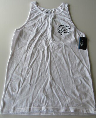 Salt Life Mens Live Salty 100% Cotton White Medium Tank Top Nwt