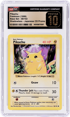 1999 Pokemon Promo Pikachu Japanese Cd Shadowless #58 CGC BL | eBay