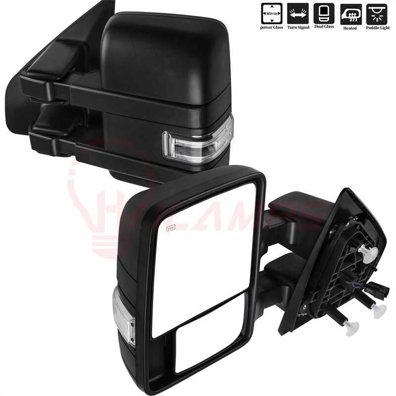 For 04-14 Ford F150 Puddle Light Power Heated Tow Mirrors Pair Left+Right+Front