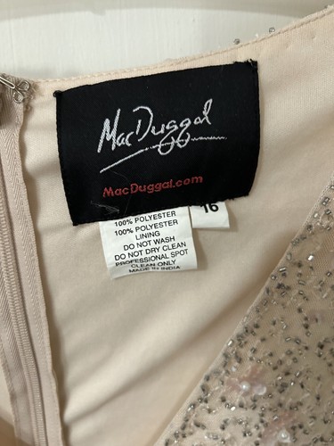 Mac Duggal Size: 16 Pink Beaded Midi Dress Ruffle Sleeve MOB Garden V-Neck **** - Picture 4 of 10