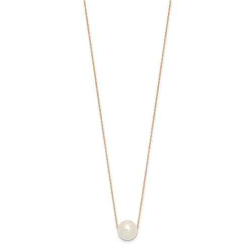 Collar fino de perlas cultivadas de agua dulce perforadas naturales redondas de oro rosa de 14k Foto 2 de 4