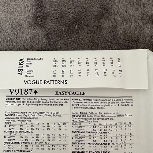 Vogue V9187 Sewing Pattern Sz 6-22 Retro 1960 Vintage Blouse Tops Short Sleeve - Picture 6 of 7