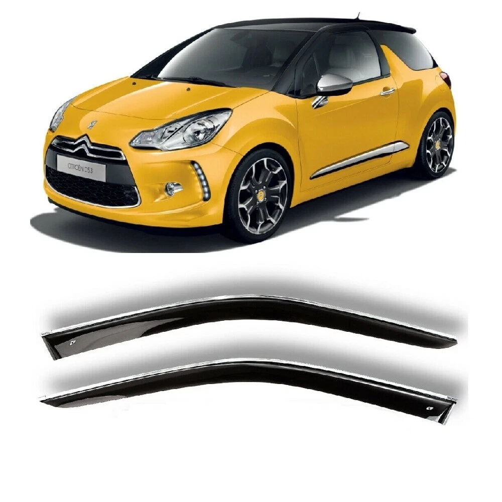 Chrome Trim Side Window Visors Sun Rain Guard Deflectors For
