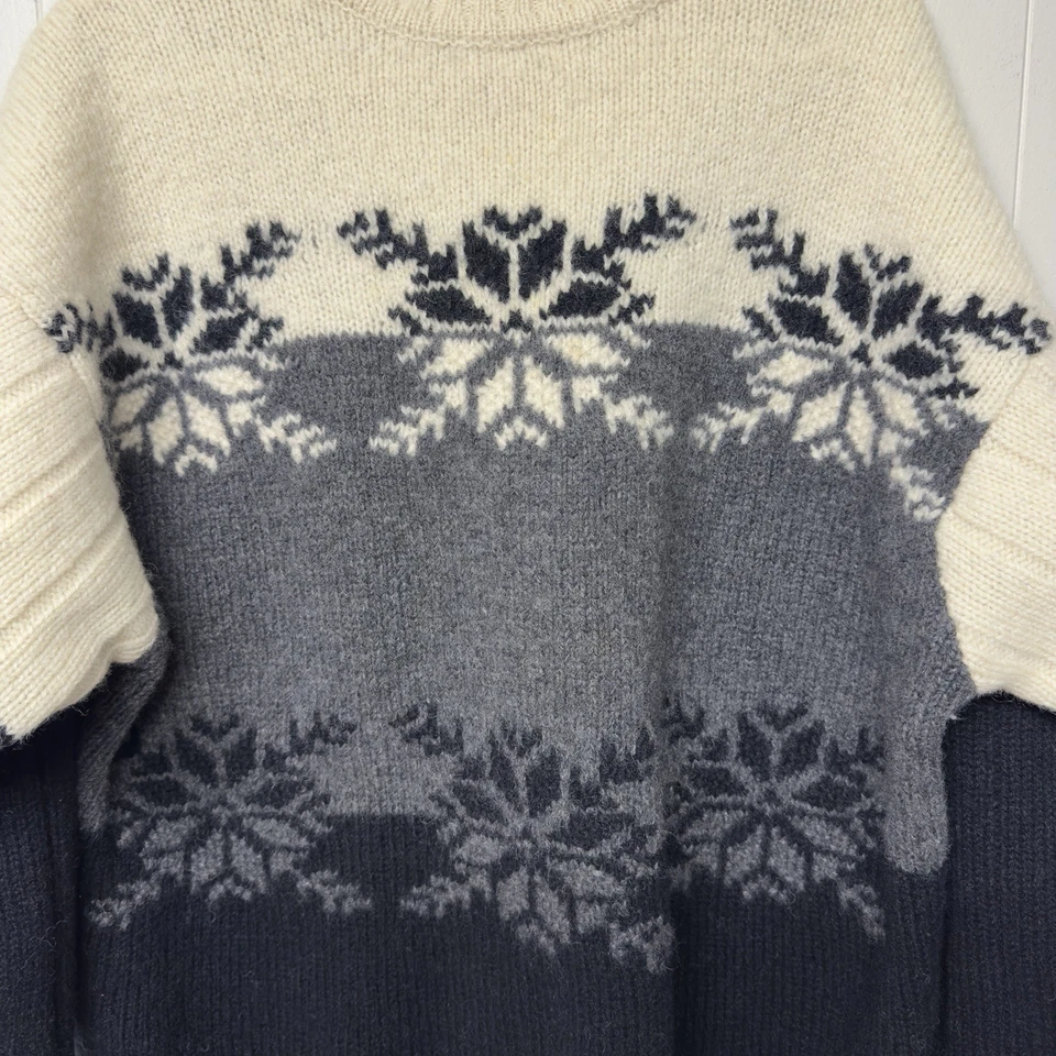 Suéter Mujer VENEZIA JEANS Patrón Copo de Nieve Nórdico 100% Lana 22/24 Usado en Excelente Condición Foto 3 de 4