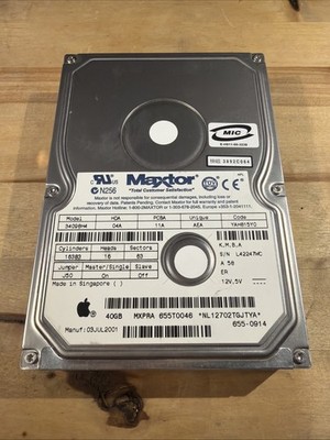 Maxtor 34098H4 Apple 655-0914 40GB 7200 RPM IDE Hard Drive TESTED YAH615Y0