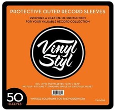 Vinyl Styl VS-P-014 12 Inch Vinyl Record Outer Sleeve Polyethylene - 50 Count