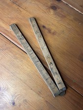 Vintage Boxwood Brass 4-Fold Carpenter Folding Rule Ruler 36 Inch Antique Tool