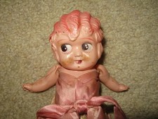 Antique Vintage Celluloid Molded Carnival Kewpie Flapper Doll Japan Arms Strings