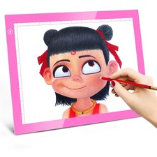 Portable A4 LED Copy Board Light Tracing Box, Pink Ultra-Thin Adjustable USB ...