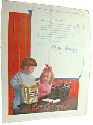 1913 KELLOGG'S CORN FLAKES Cereal Print Ad Kellogg's Cereal Magazine ad Children