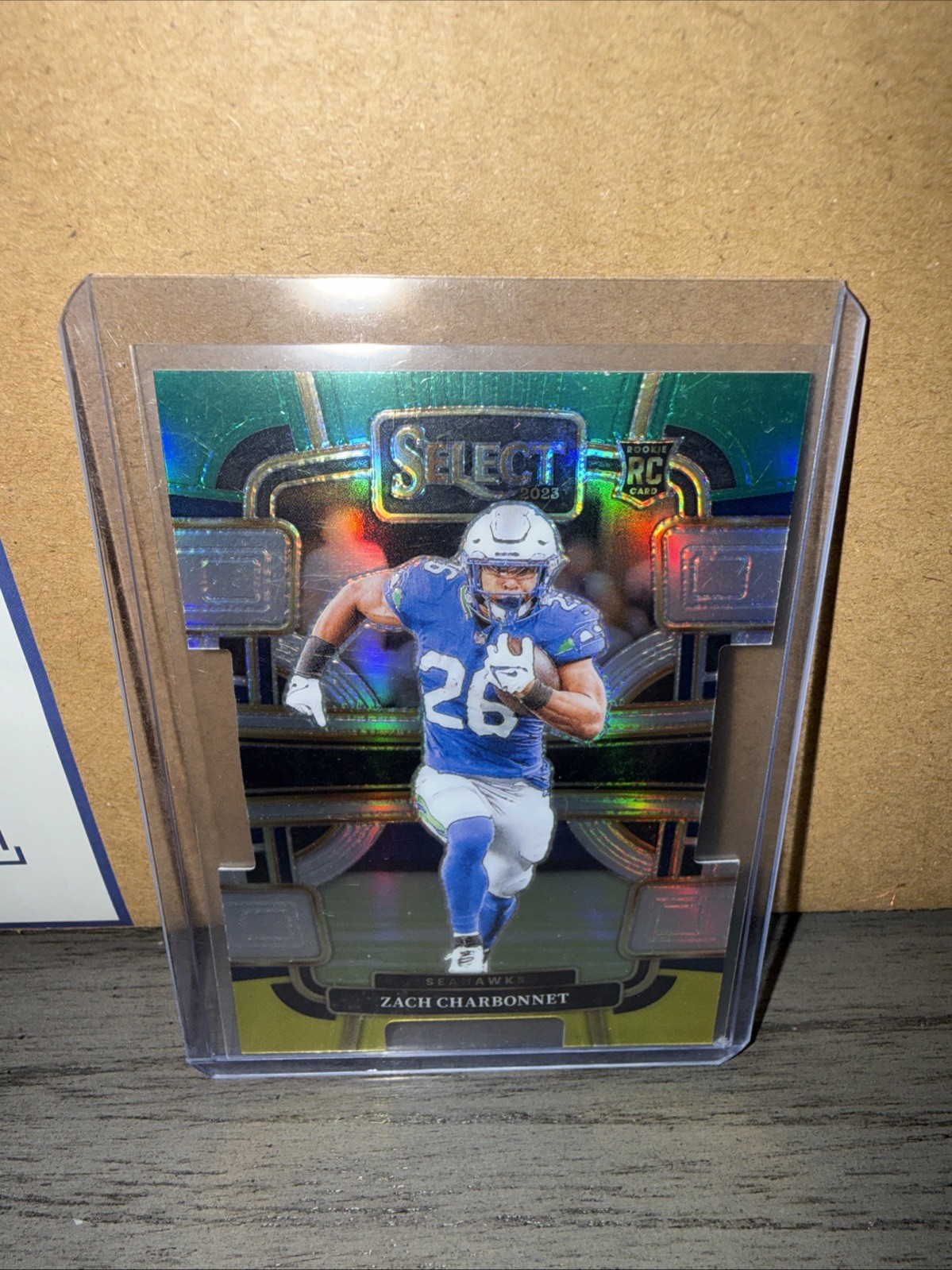 2023 Panini Select - Concourse Zach Charbonnet #86 Green & Yellow Prizm Die-Cut