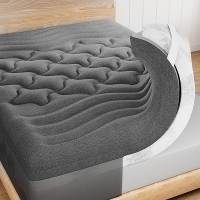 Queen Size 4'' Dual Layer Bamboo Memory Foam Mattress Topper for Back Pain Relief