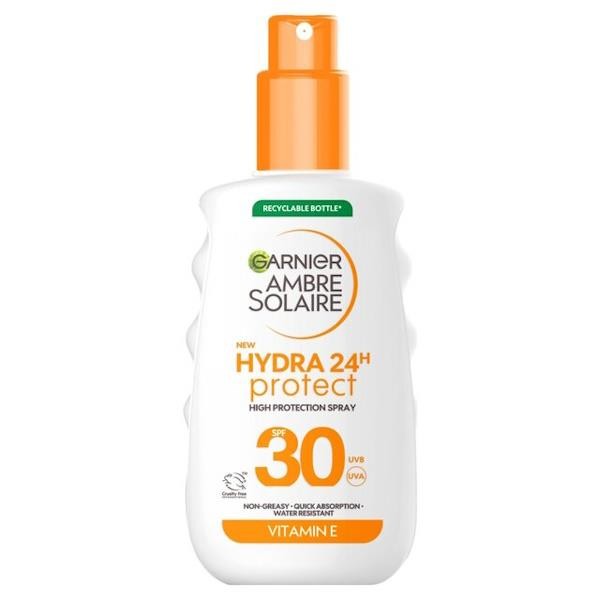 3 x Garnier Ambre Solaire Hydra 24 Protect SPF30 Sun Spray 150ml