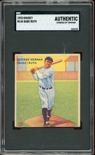 1933 Goudey Baseball #144 Babe Ruth SGC A