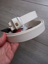 Tommy Hilfiger natural Womens Belt geniune Leather Jeans dress Beige logo 116 cm