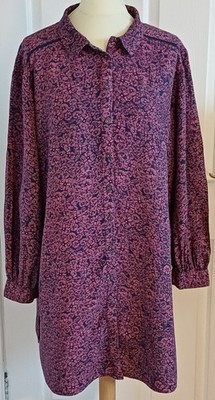 White Stuff UK22 Kennedy Shirt Tunic Top Long Sleeve Button Up Collar Floral