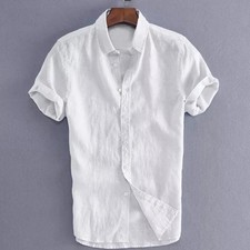 Mens Casual Shirt Short Sleeve Button Down Beach Vacation Cotton Blend Tops 2026