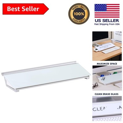 18'' x 6''  Glass Dry Erase Desktop Board with Marker & Hidden Storage
