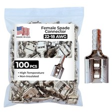 100 Pcs High Temperature Non-Insulated Female Spade Connectors - 22-18 Gauge ...