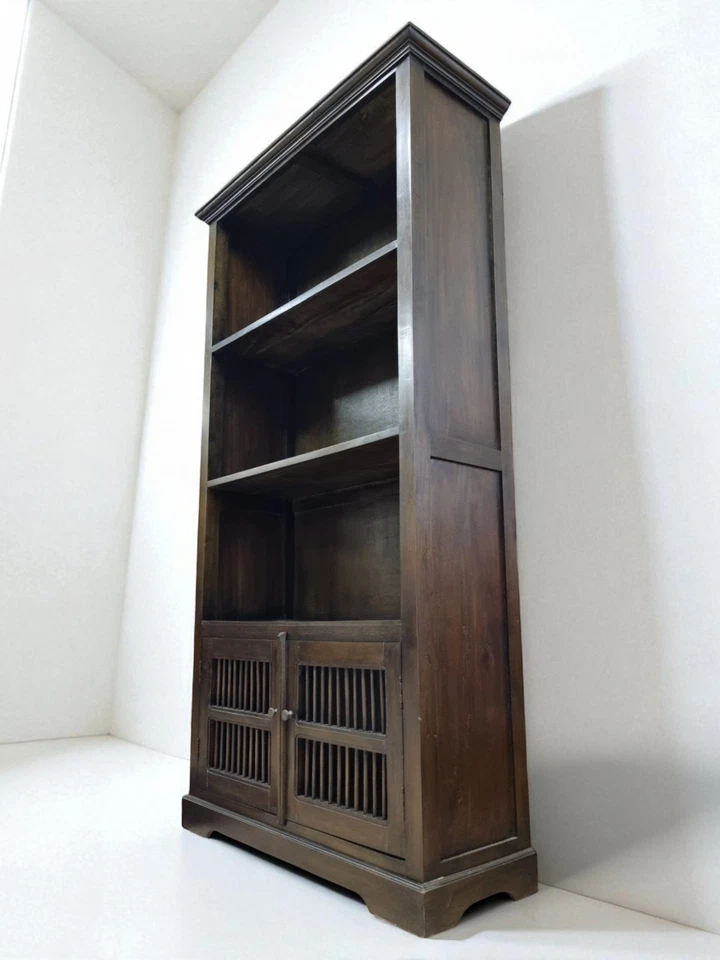 Mahagoni Bücherregal Massivholz 195cm Indonesien Kolonialstil Standregal Regal - Bild 2 von 4