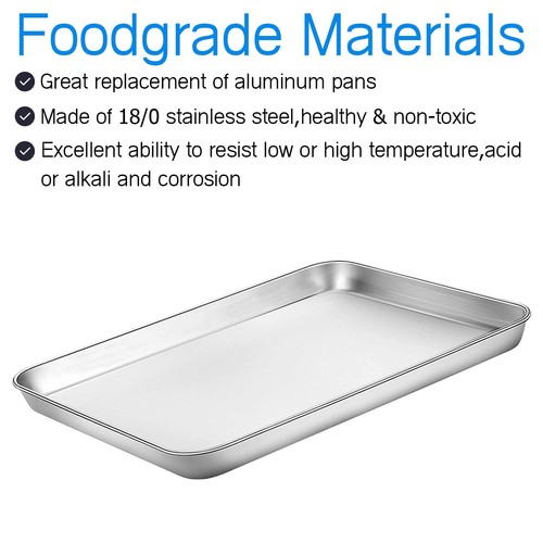 Baking Sheets 5 Pieces, Stainless Steel Baking Pan Tray Cookie Sheet, Rectang... - Picture 2 of 7