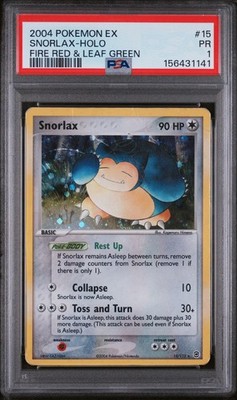 2004 POKEMON EX FIRE RED & LEAF GREEN #15 SNORLAX-HOLO PSA 1