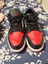 Jordan Air Jordan 1 Low Bred Toe Black Red White Leather Men's Sneakers