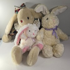 Easter Bunny Stuffed Animal Plush Lot 3 Bundle Cream White Vintage Toy Decor