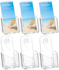 Brochure Holder Stand, 6 Pack 4 inches Acrylic Pamphlet Display Stand Wall Mo...