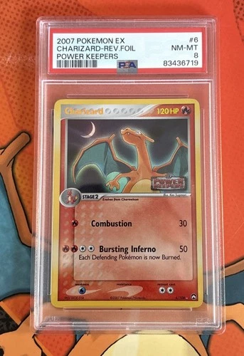 POKEMON EX POWER KEEPERS CHARIZARD #6 REVERSE HOLO FOIL CARD PSA 8 NM-MT