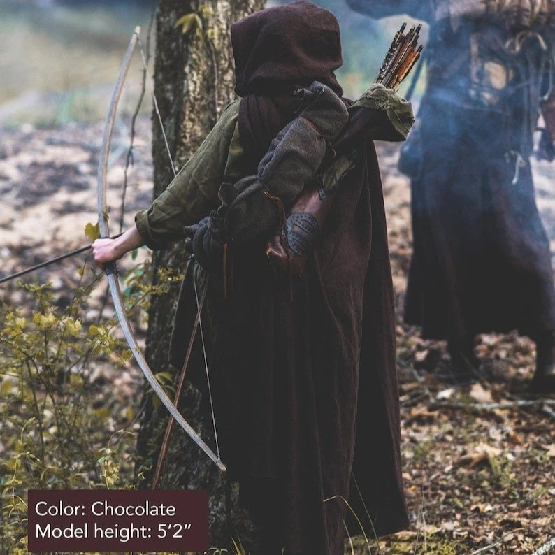 Capa de guardabosques medieval - lino - 6 opciones de color Foto 2 de 4