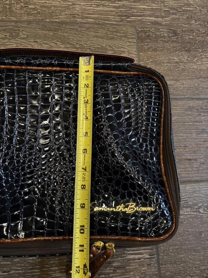 Samantha Brown Croco Organizador de Viaje en Relieve Bolsa de Artículos de Aseo Cosméticos Negro Marrón Foto 4 de 4